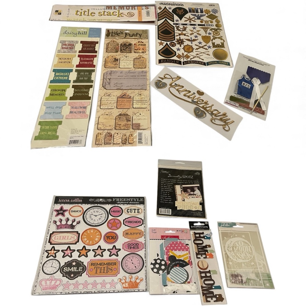Huge‎ Scrapbook Sticker Lot Mixed Brands Embellishments Tags Chipboard Travel